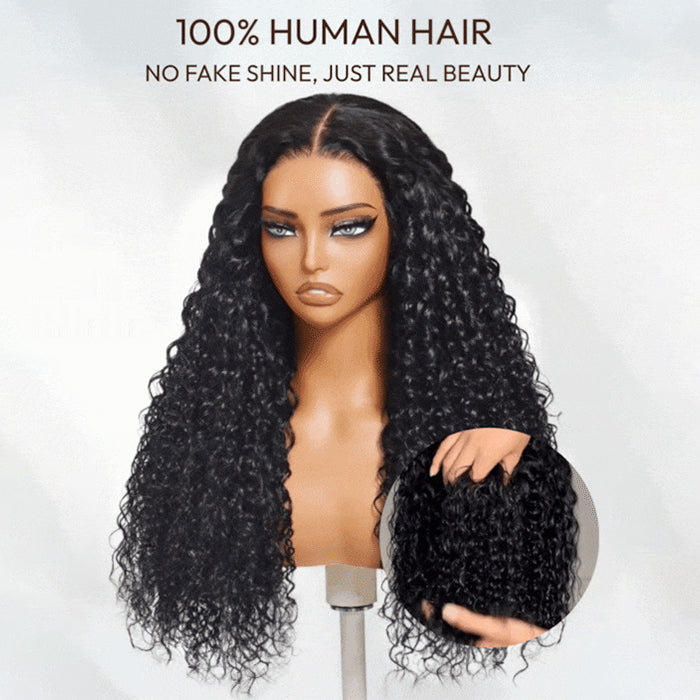Lumiere Water Wave & Curly Textures Mixed 13x4 Lace Frontal Human Hair Glueless Wig