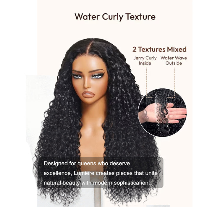Lumiere Water Wave & Curly Textures Mixed 13x4 Lace Frontal Human Hair Glueless Wig