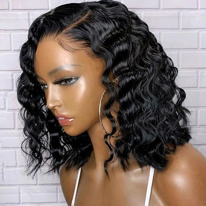 Kinky Curly Bob 13x4 / 4X4 Lace Front Cheveux Humains Pour Les Femmes Noires Sans Colle