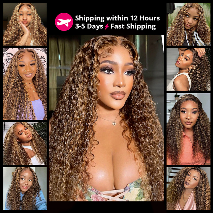 Lumiere P4/27 Highlight Deep wave 3 Bundles With 4x4 Closure 100% Remy Human Hair Bundles With Closure