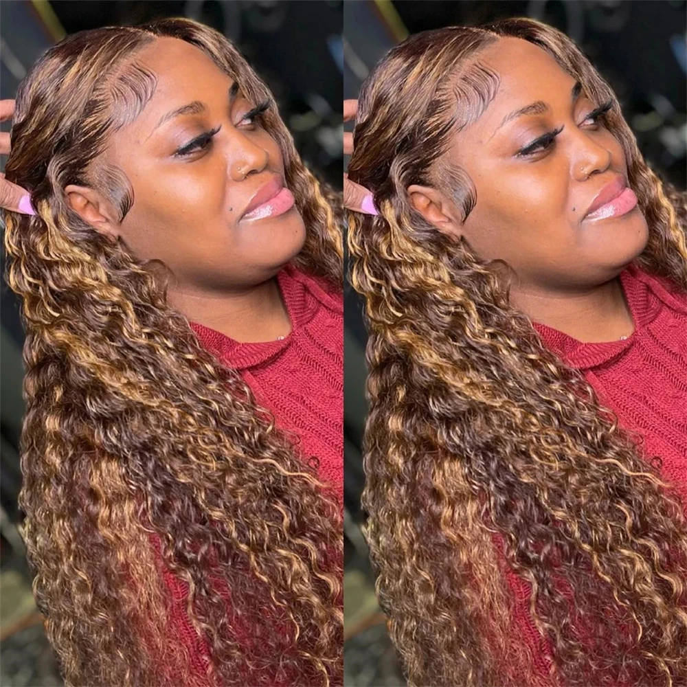Lumiere Highlight Color P4/27 Deep Wave HD 4x4 & 5x5 lace Pre-cut Glueless Wig With Baby Hair