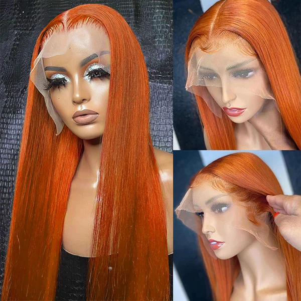 Lumiere Pre Plucked #350 Ginger 13x4 Lace Front Wigs Straight/ body wave Human Hair Wigs With Natural Hairline (No Code Need)