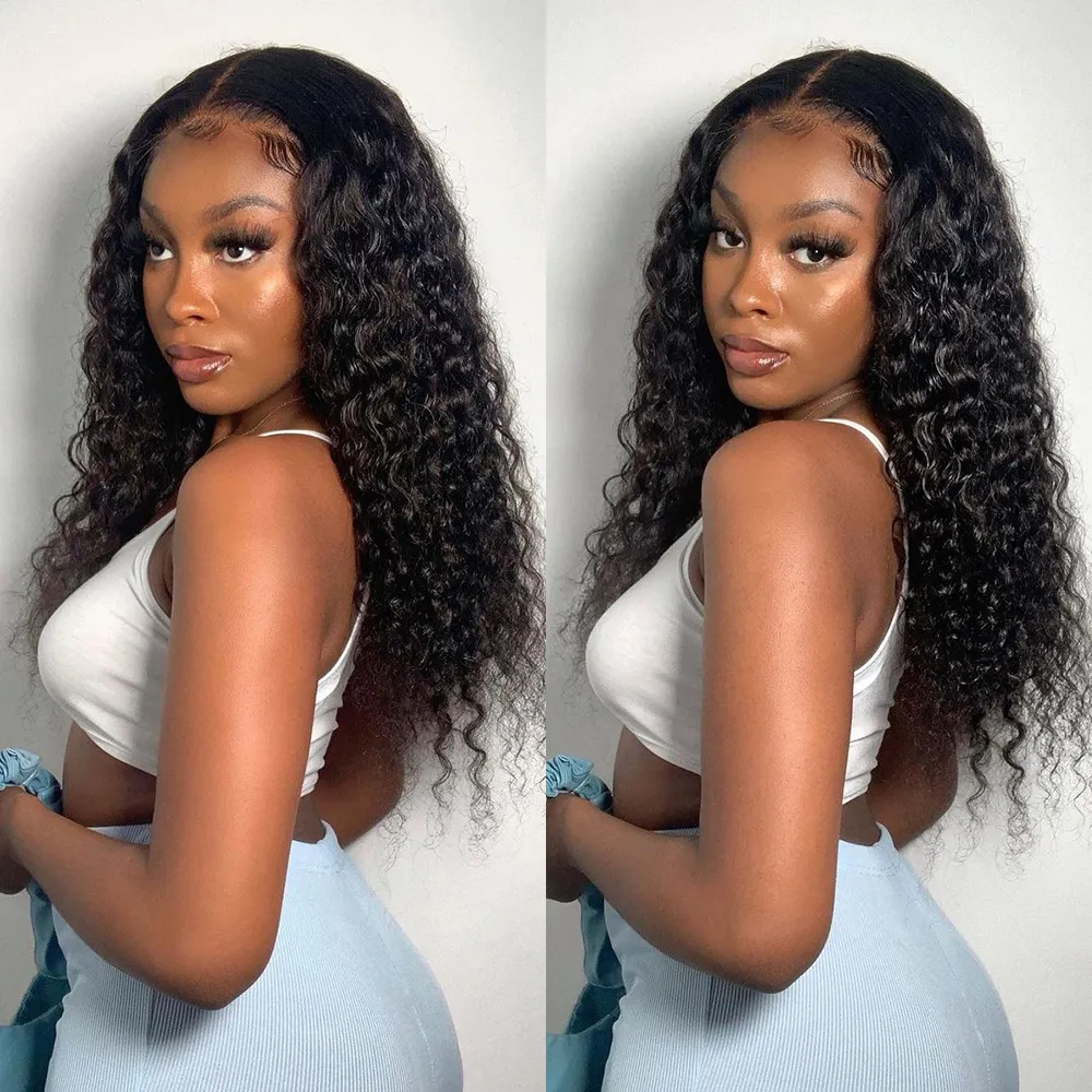 Deep Wave Wear & Go Glueless HD 4X6 Lace Closure Perruque de cheveux humains