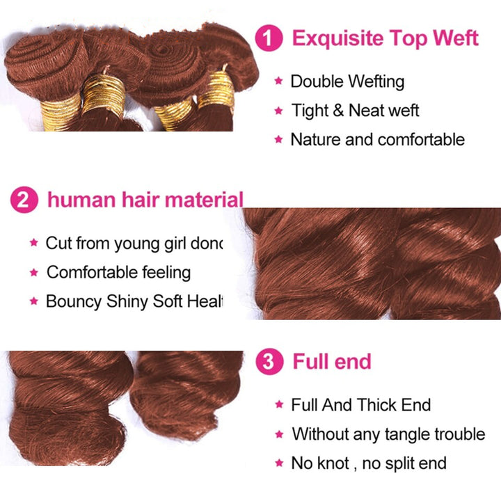 Lumiere #33 loose wave 3 Bundles Deal Virgin Human Hair Extensions