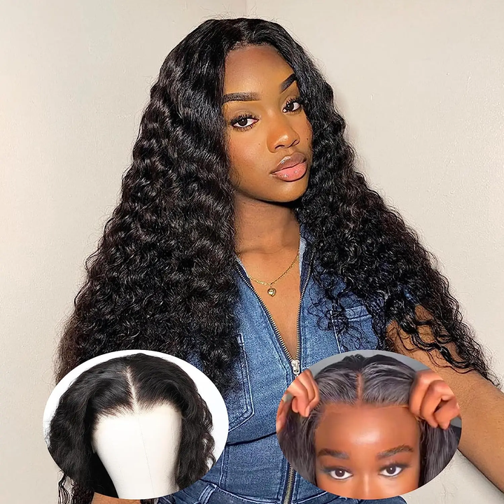 Deep Wave Wear & Go Glueless HD 4X6 Lace Closure Perruque de cheveux humains
