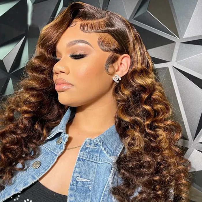 Lumiere #P4/27  Wig Loose Deep Wave 13x6 Transparent Lace Human Hair Wigs