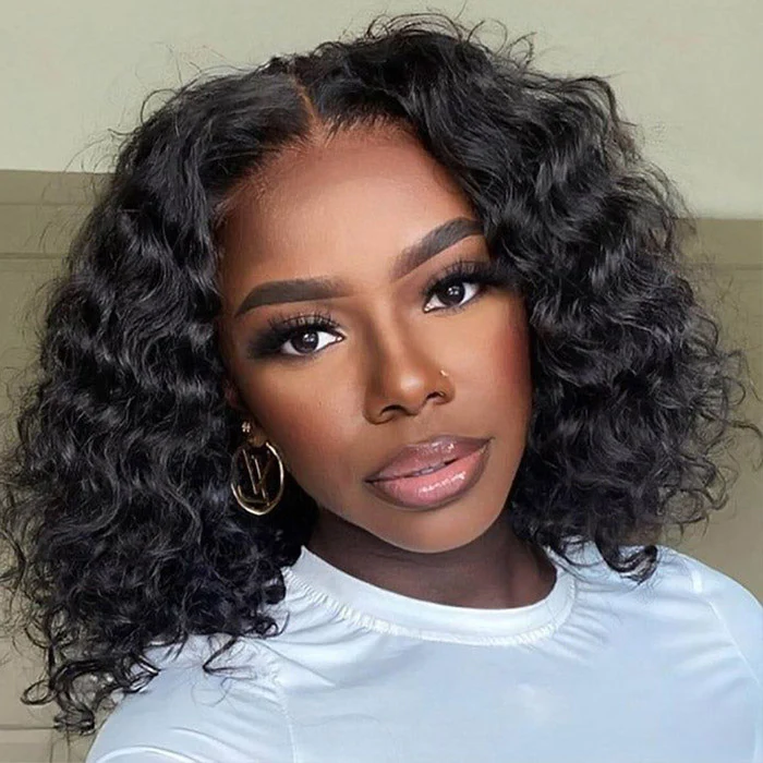 Kinky Curly Bob 13x4 / 4X4 Lace Front Cheveux Humains Pour Les Femmes Noires Sans Colle