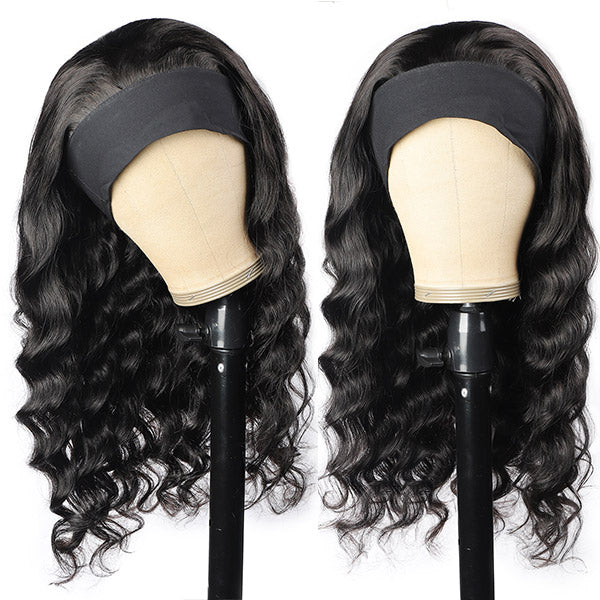 Perruques de bandeau de cheveux humains de vague lâche perruque faite à la machine couleur naturelle aucune dentelle