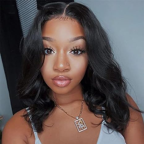 Lumiere A1 Customized 4x4 Lace Body Bob Wigs Human Hair Lace Closure Wigs for Beginners 14 Inch