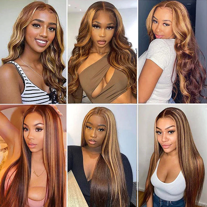 Lumiere Hair #P4/27 Straight Wig  13x6 Lace Front Human Hair Wigs