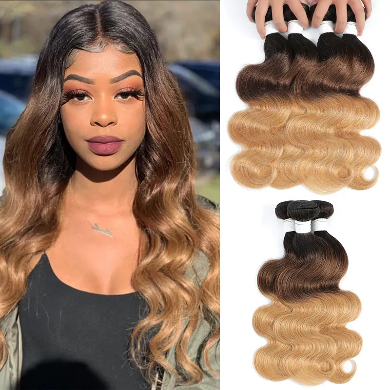 lumiere 4 Bundles Ombre 1b/4/27 Body Wave Virgin Human Hair extension