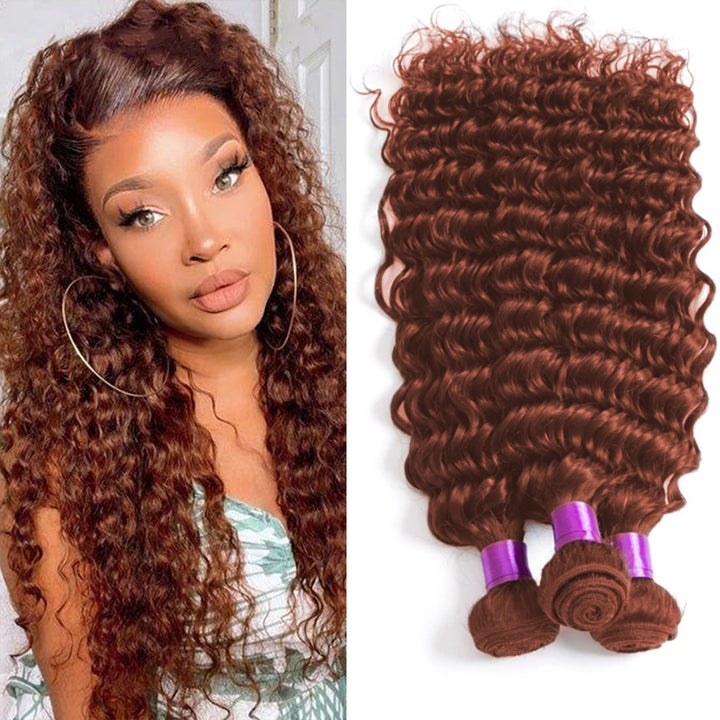 #33 Deep Wave 3 Bundles with 13x4 Frontal 100% Human Hair extension(No Code Need)