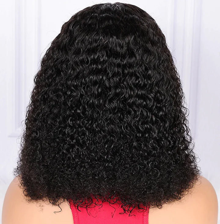 Brazilian Natural Black 13x4 Lace Front Curly Bob Wig Deep Wave Frontal Wigs Curly Human Hair Wig For Women