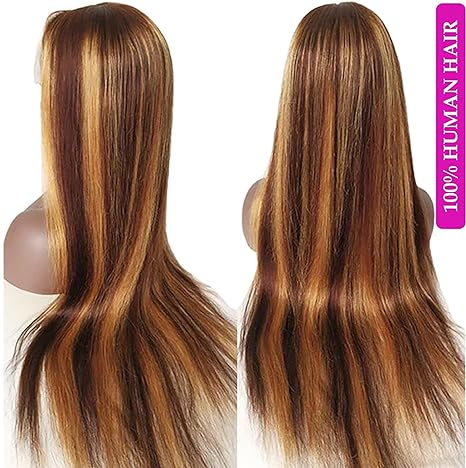 Lumiere Highlight P4/27 Honey Blonde Straight 13x4 HD lace frontal Wigs Human Hair With Baby Hair (No Code Need)