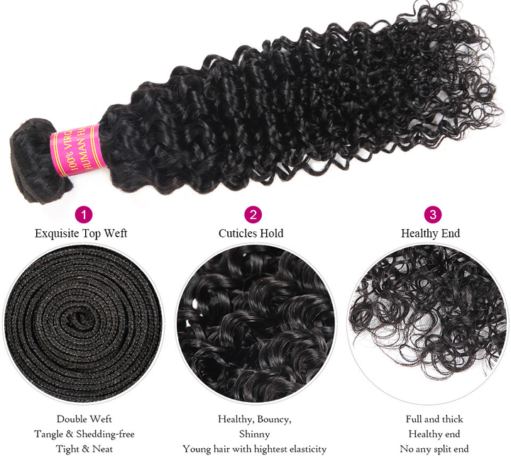 Kinky Curly 4 Bundles With Closure 6x6 Lace 100% virgin human hair
