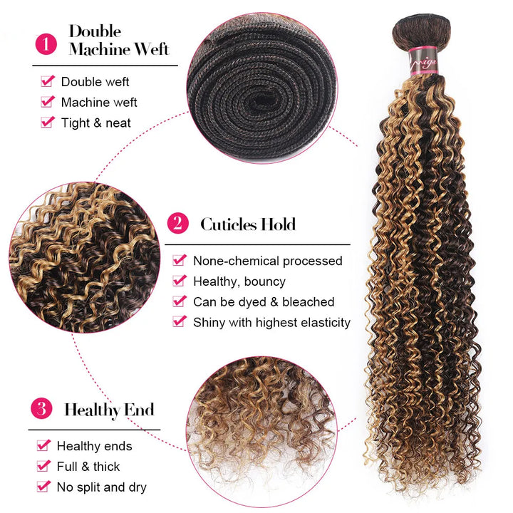 P4 / 27 Highlight Loose Deep Wave 4 Bundles Cheveux Brésiliens Remy Ombre