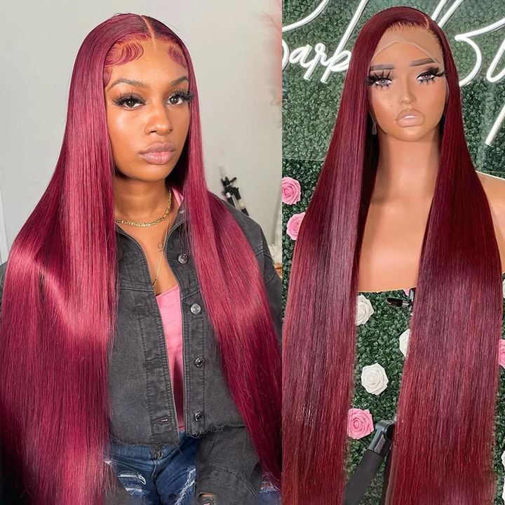 Lumiere Hair #99J Straight Wig  13x6 Lace Front Human Hair Wigs