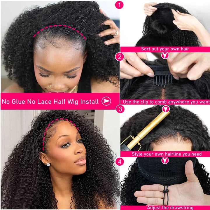Perruque brésilienne de cheveux humains sans colle U Part Water Wave