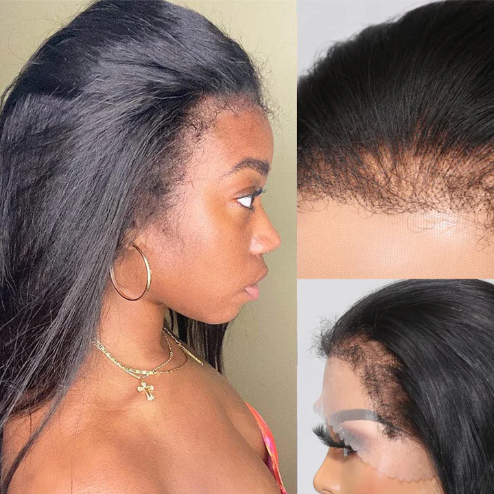 4C Edges Baby Hair 13x4 Hd Lace Straight 10-30 Inch Human Hair Wig