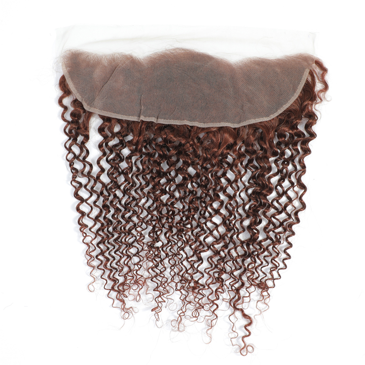 #33 Kinky Curly 3 Bundles With 13x4 Frontal Human Hair For Women