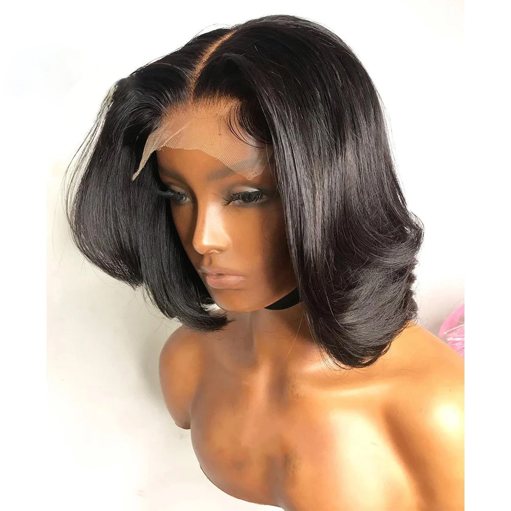 Lumiere Highlight Honey Blonde Short Pixie Bob 13x4 Lace Frontal Human Hair Wigs For Black Women HDZ