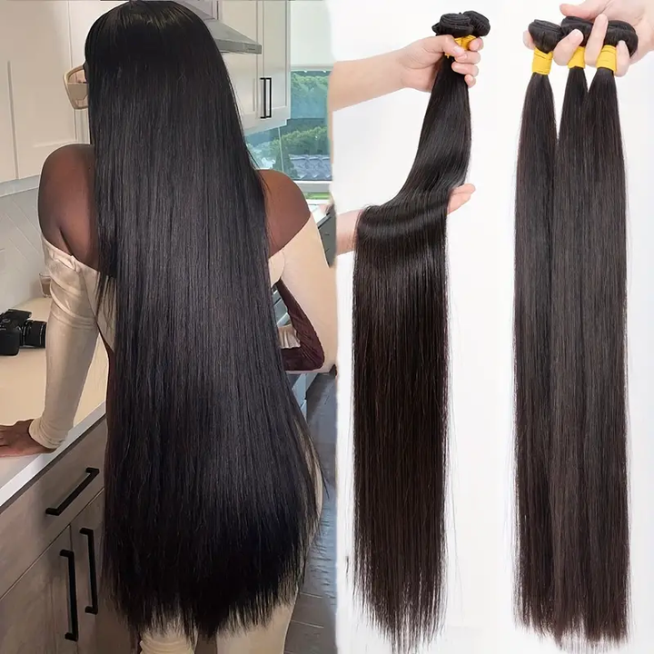 lumiere 3 Bundles Peruvian Straight Virgin Human Hair Extension 8-40 inches