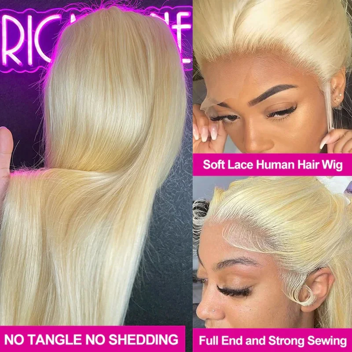 Lumiere #613 Blonde Straight/Body Wave 4x4 Lace Closure Human Hair Wigs (No Code Need)
