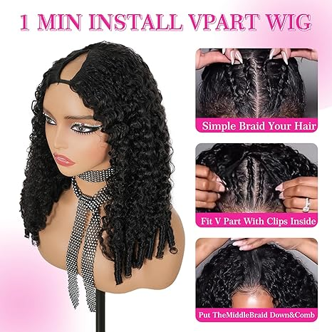 Burmese Curly V Part Wig Human Hair For Women Upgrade Ready To Wear Glueless Wig Water Wave Human Hair And Spiral End