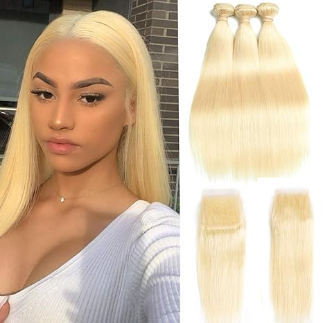 lumiere 613 Blonde 3 Bundles Straight with 4*4 closure Human Virgin Hair