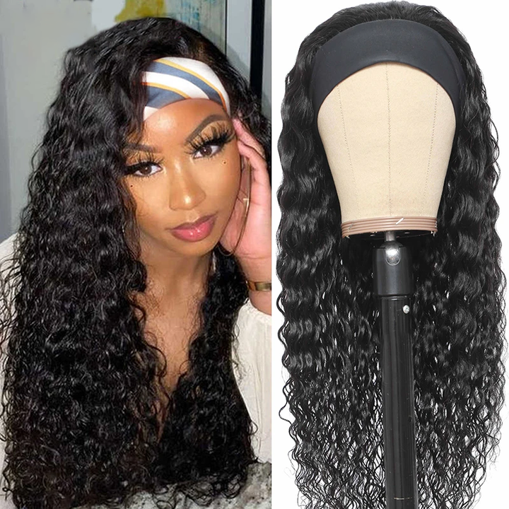 Perruque de cheveux humains bandeau vague d'eau Lumiere pour les femmes noires