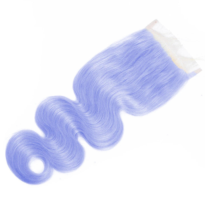 Light Violet Blue Body 3 Bundles With 4X4 Lace Closure Brazilian Human Hair