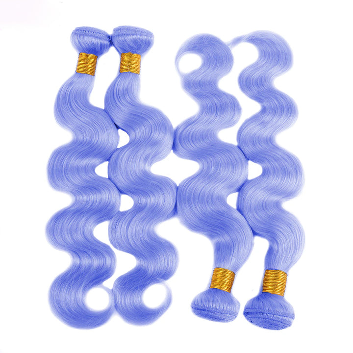 Light Violet Blue Blonde Color Body Wave 4 Bundles Virgin Human Hair Extensions