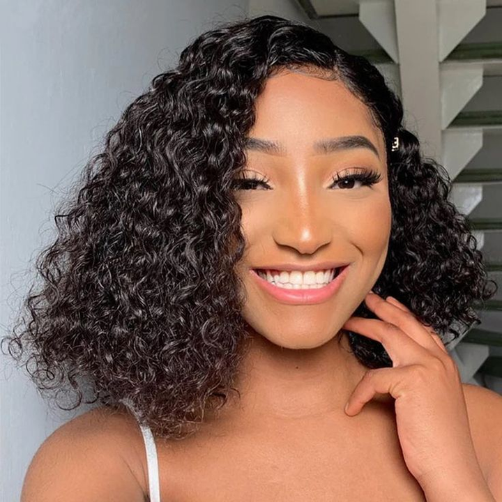 Lumiere A1 Customized 13x4 Lace Curly Bob Wig Human Hair Lace Frontal Wigs