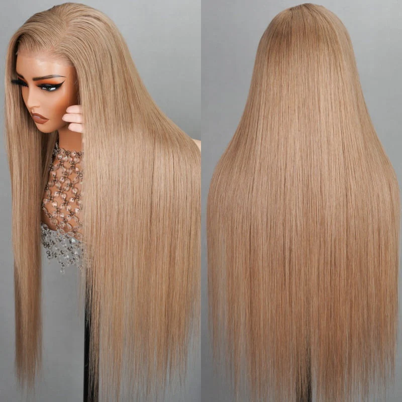 TikTok Hair Inspiration| Lumiere Light Flaxen Brown Colored Straight/Body Wave Lace Frontal Wig For Black Girl