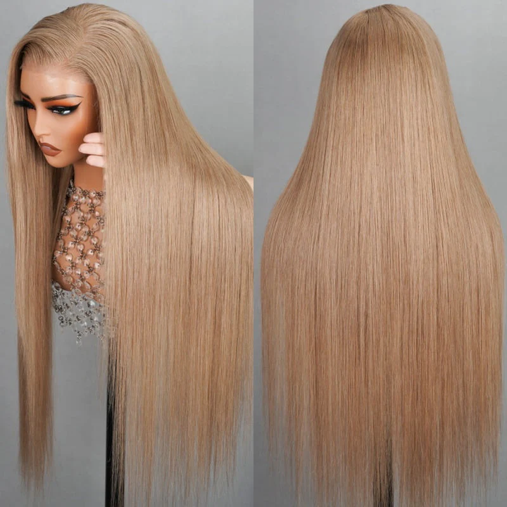 TikTok Hair Inspiration| Lumiere Light Flaxen Brown Colored Straight/Body Wave Lace Frontal Wig For Black Girl