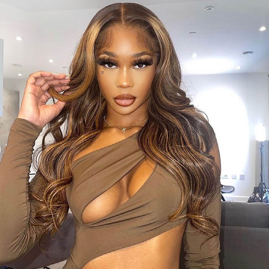 Lumiere Hair Highlight #4/27 Body Wave 4x4 & 5x5 HD Lace  Pre-cut Easy To Wear Glueless Wigs 150% 180% Density Human Hair Wigs