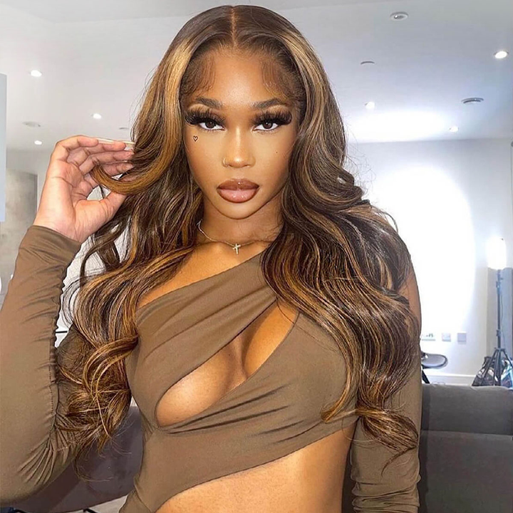 Lumiere Hair Highlight #4/27 Body Wave 4x4 & 5x5 HD Lace  Pre-cut Easy To Wear Glueless Wigs 150% 180% Density Human Hair Wigs