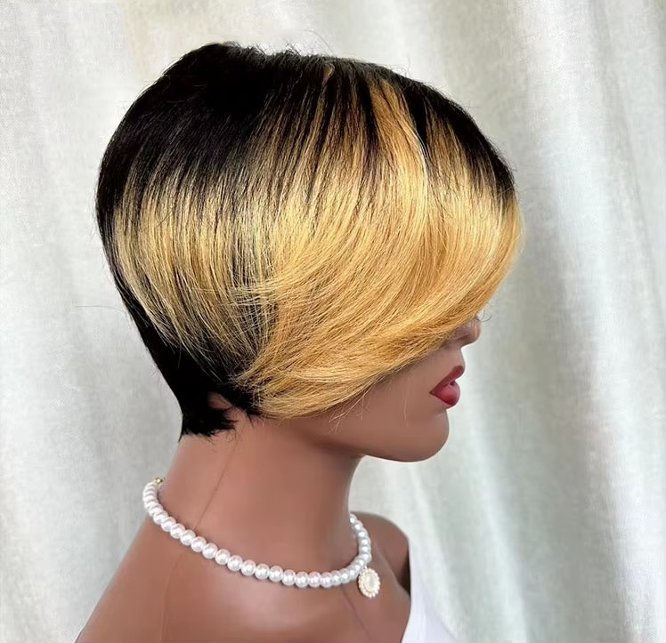Naturel noir 13 x 4 x 1 partie latérale dentelle bouclée courte Pixie Cut Bob pour les femmes noires