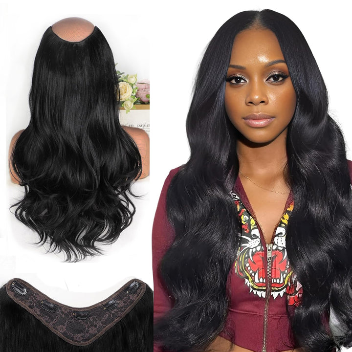 Lumiere 15A Clip in body wave V-Shaped Hair Extension One Piece 5 Clips One Set Clips for Women Daily Use