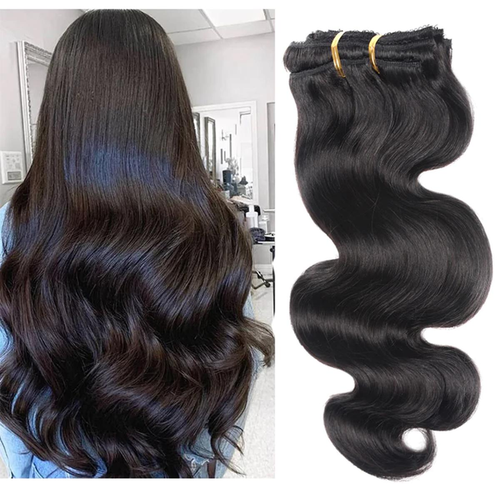 Ship In 24Hours-Lumiere Clip In Hair Extensions Human Hair Brazilian Body Wave Clip In 8 Pcs/Set Natural Black Color Clip Ins Remy Hair 8-26 Inch 120G