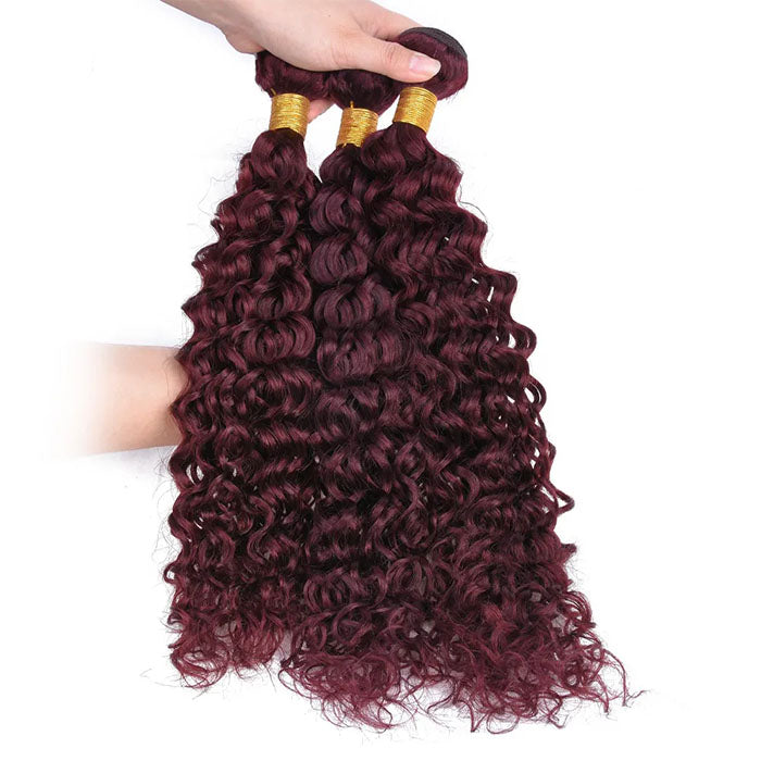 Red Bundles #99j  Water Wave 3 Bundles Human Hair