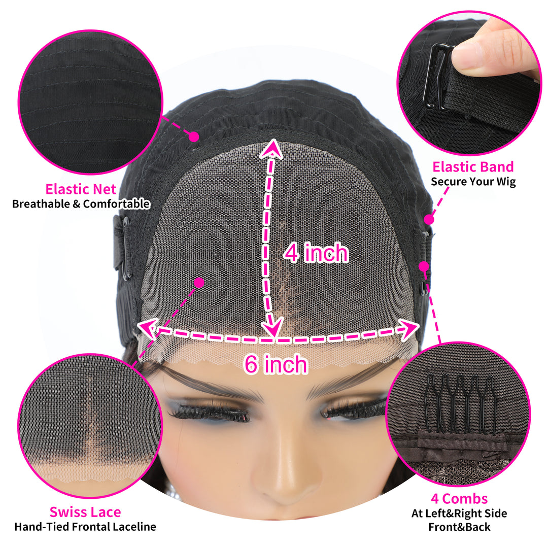 Perruque droite avec fermeture à lacets Wear & Go HD 4X6 sans colle