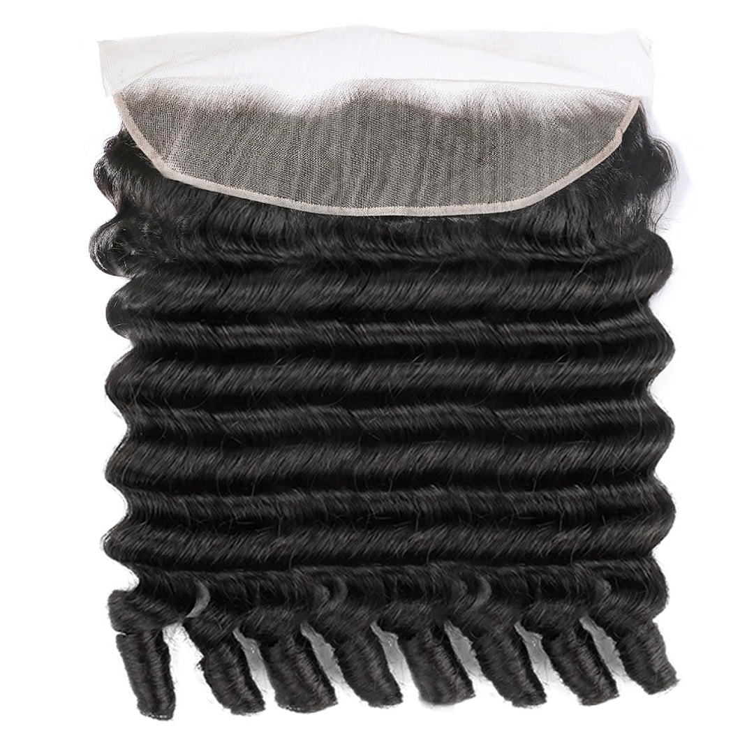 Lumiere Burmese Curly Natural Black Funmi Loose Deep 4 Bundles With 13x4 Lace Frontal Human Hair