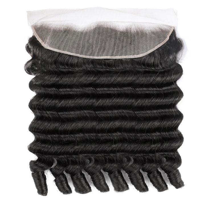 Lumiere Burmese Curly Natural Black Funmi Loose Deep 4 Bundles With 13x4 Lace Frontal Human Hair