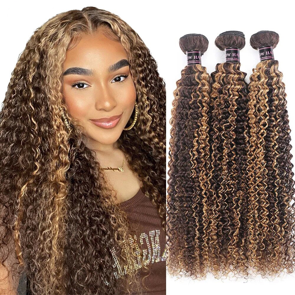 P4/30 Highlight Bundles 28 30 Inch Kinky Curly Bundles 100% Human Hair 3 Bundles Hair Weave