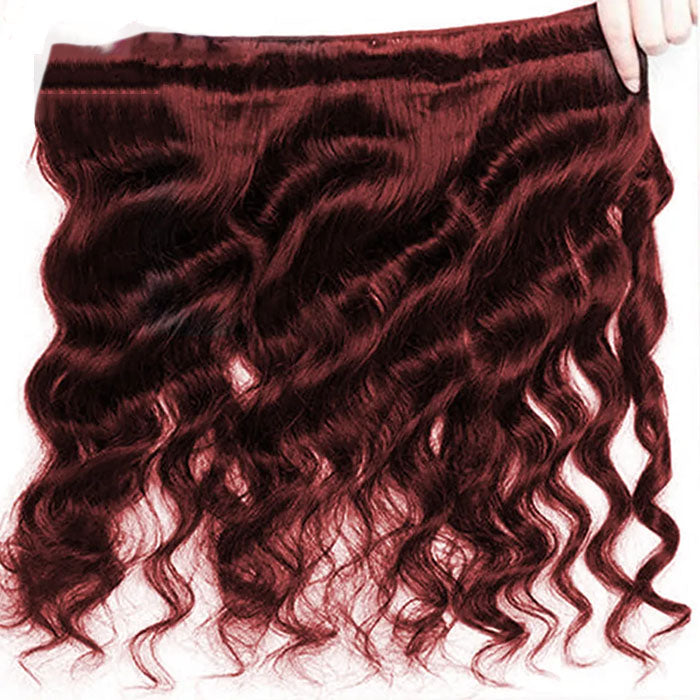 Red Bundles #99j Water Wave 3 Bundles with 13x4 Transparent Lace Frontal