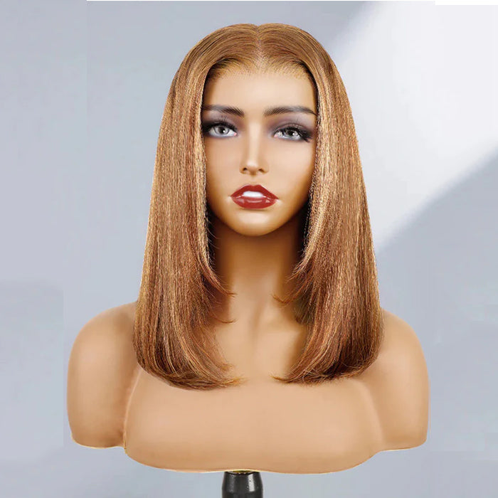 Lumiere New Highlight Colored Human Hair 13x4 Transparent Lace Front Short Bob Wigs For Women