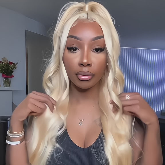 Lumiere #613 Blonde Straight/Body Wave 4x4 Lace Closure Human Hair Wigs (No Code Need)