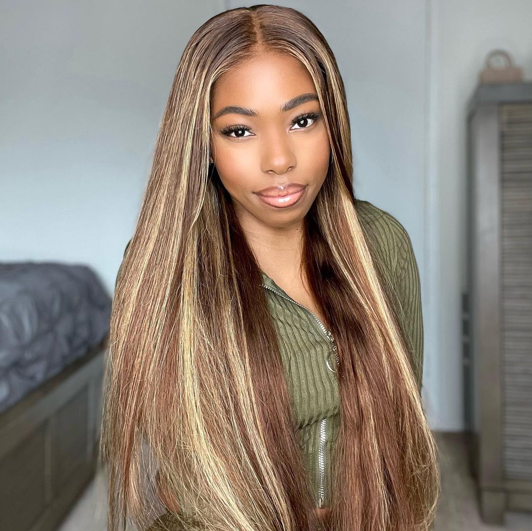 Highlight P4/613 Straight HD Transparent Lace Closure Virgin Human Hair Wig