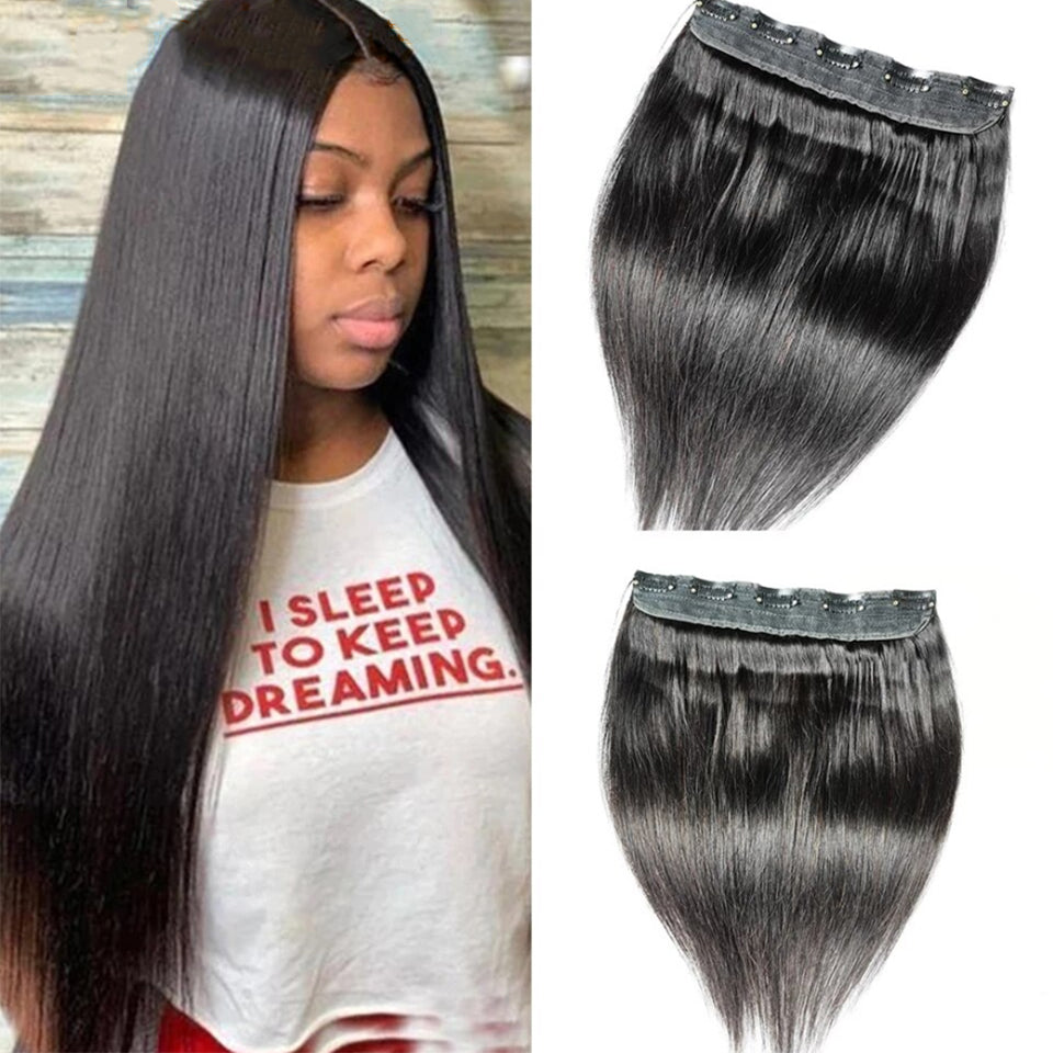 Straight Only One Piece 5 Clips In Hair Natural Black For Women